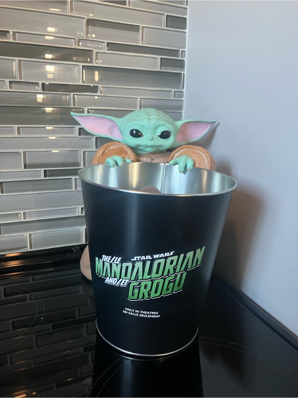Disney The Mandalorian Grogu Green and Black Popcorn Bucket